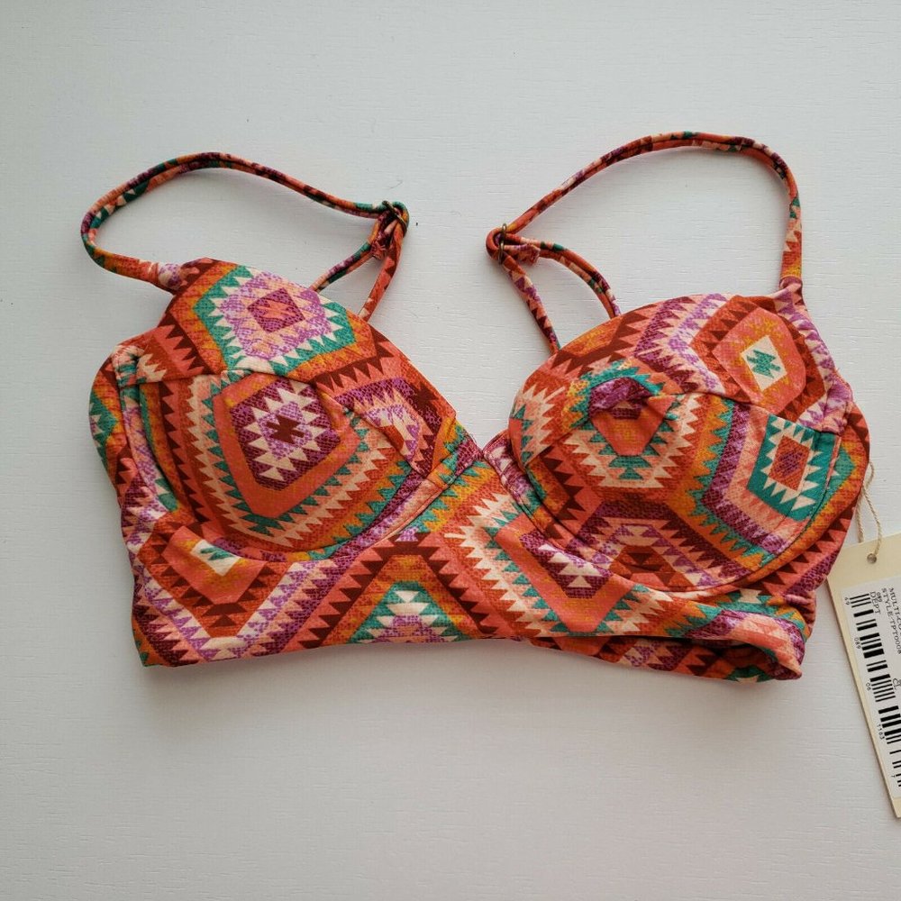 Tori Praver Seafoam NWT Multi Bikini Top XS